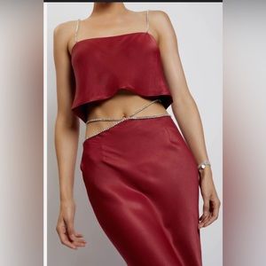 Meshki Dayana Diamanté Burgundy Top